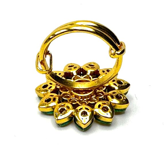 Vintage Indian Meenakari Pearl Tassel Earrings & Kundan Ring—Statement Set—EUC - Picture 8 of 14